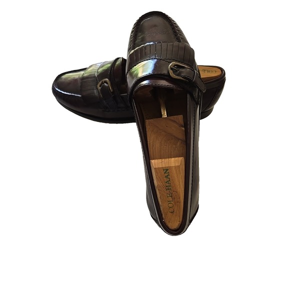 Vintage Cole Haan 8.5 Monk Strap Loafers Burgundy Leather Kiltie Dress  Shoes - Picture 2 of 14